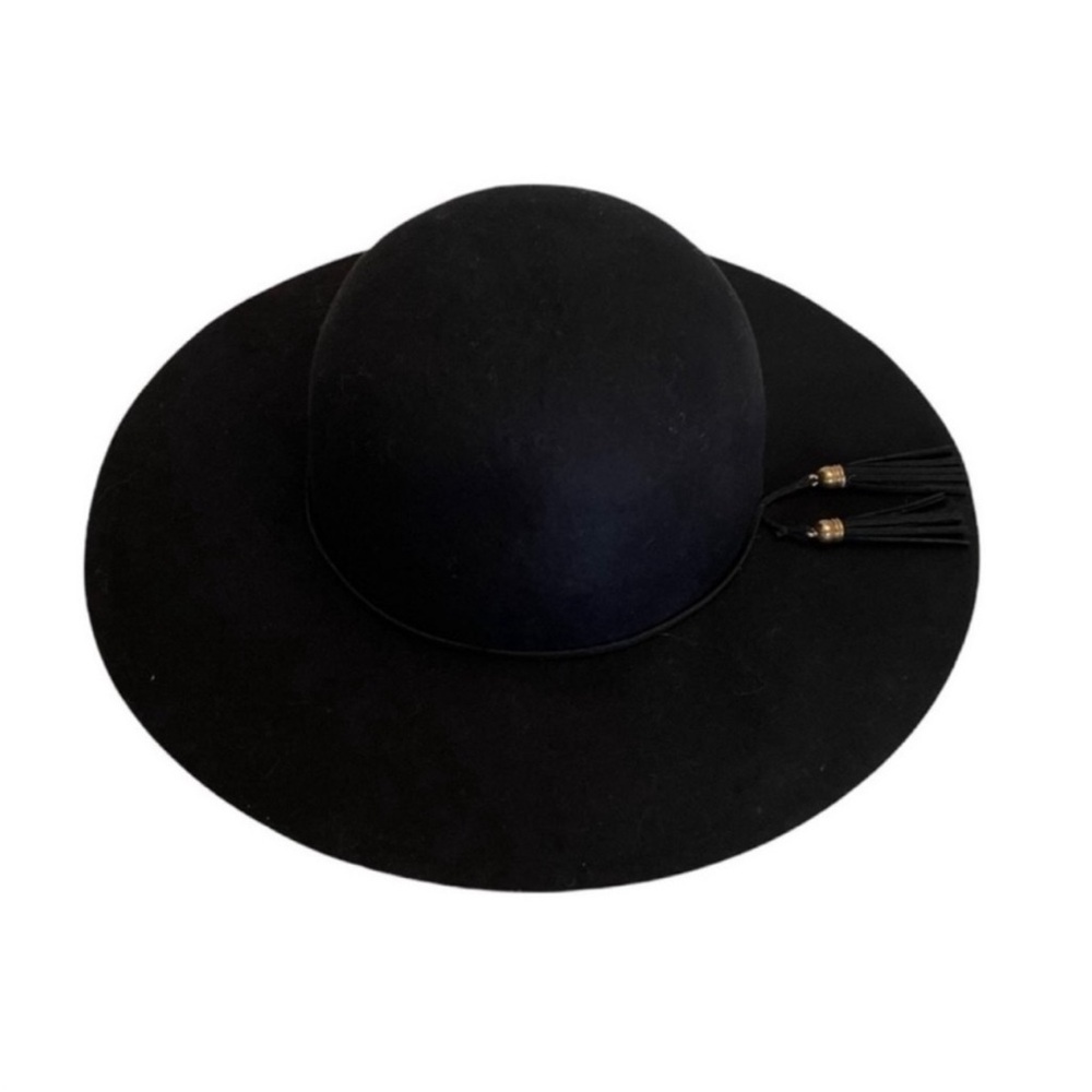 Indigo 100% wool bohemian black hat gold accent preppy dark academia festival